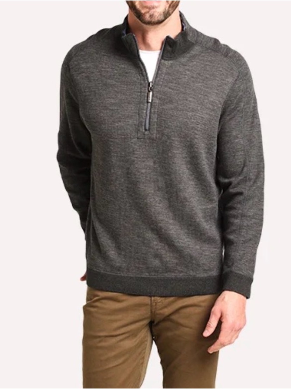Tommy Bahama Charcoal Gray Quarter-Zip Sweater